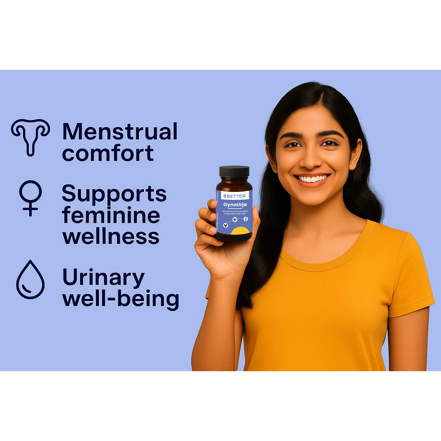 BBETTER GynoUrja Women’s Wellness | Ayurvedic Shatavari Softgels for Hormonal Balance, Menstrual Cycle & Urinary Health | Natural Supplement – 60 Softgels