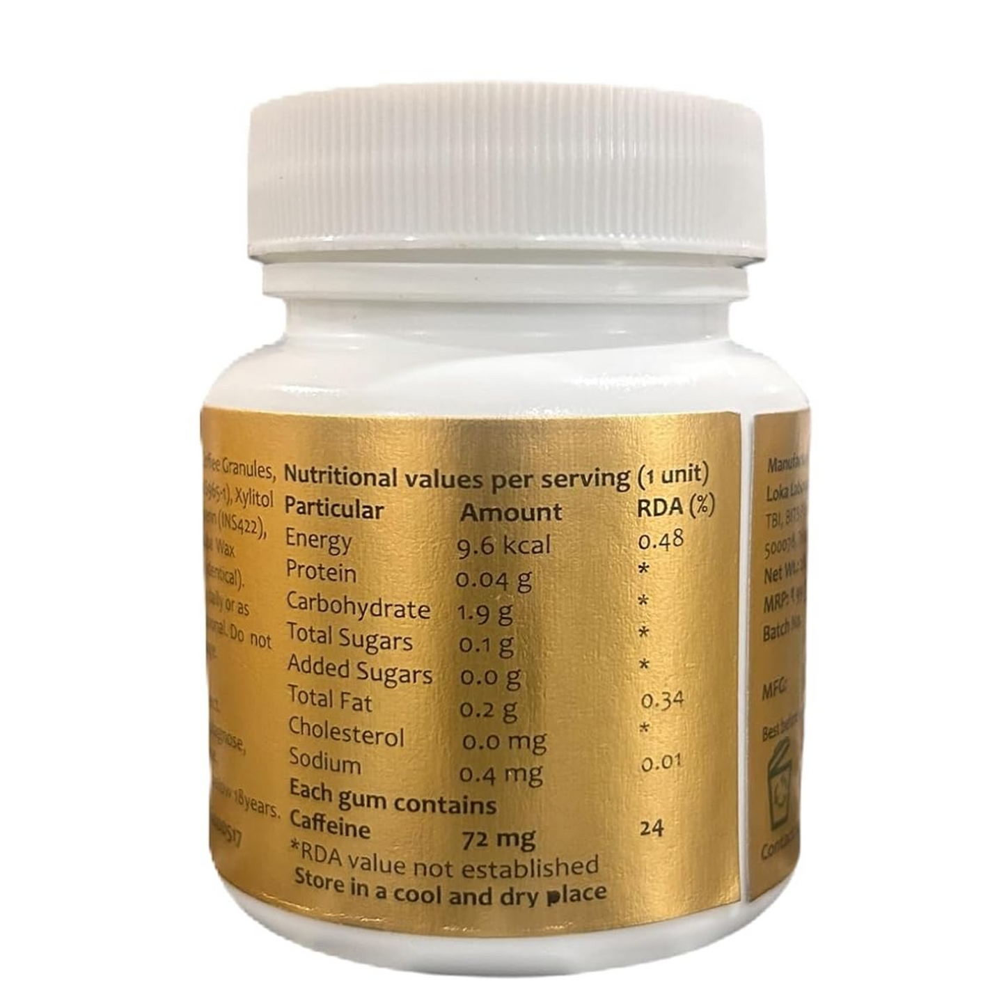 livNow Viva | Sugar Free Caffeine Chewing Gum | All Day Energy and Attention Boasting | Coffee Flavour | Mini-Bottle