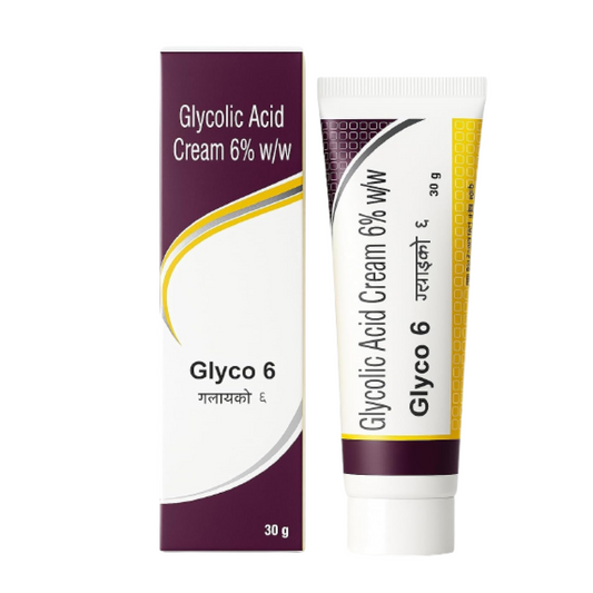 GLYCO 6 Unscented Cream| Glycolic Acid Cream 6% | For Acne, Scars, Melasma, Hyperpigmentation and Tan| For all skin types (30 Grams)