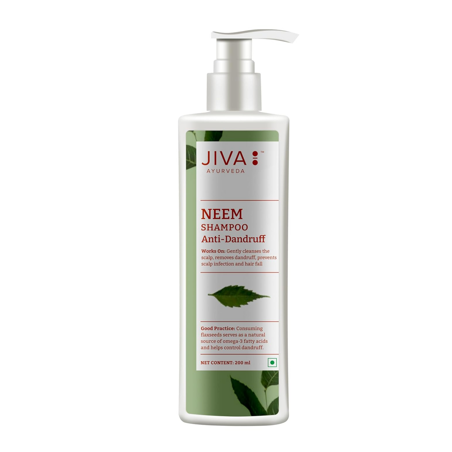 Jiva Neem Shampoo 200ml | 100% Pure & Natural | Removes Impurities, Nourishes Hair, And Prevents Dandruff | Antifungal & Antibacterial | Pacifies Pitta & Kapha Doshas
