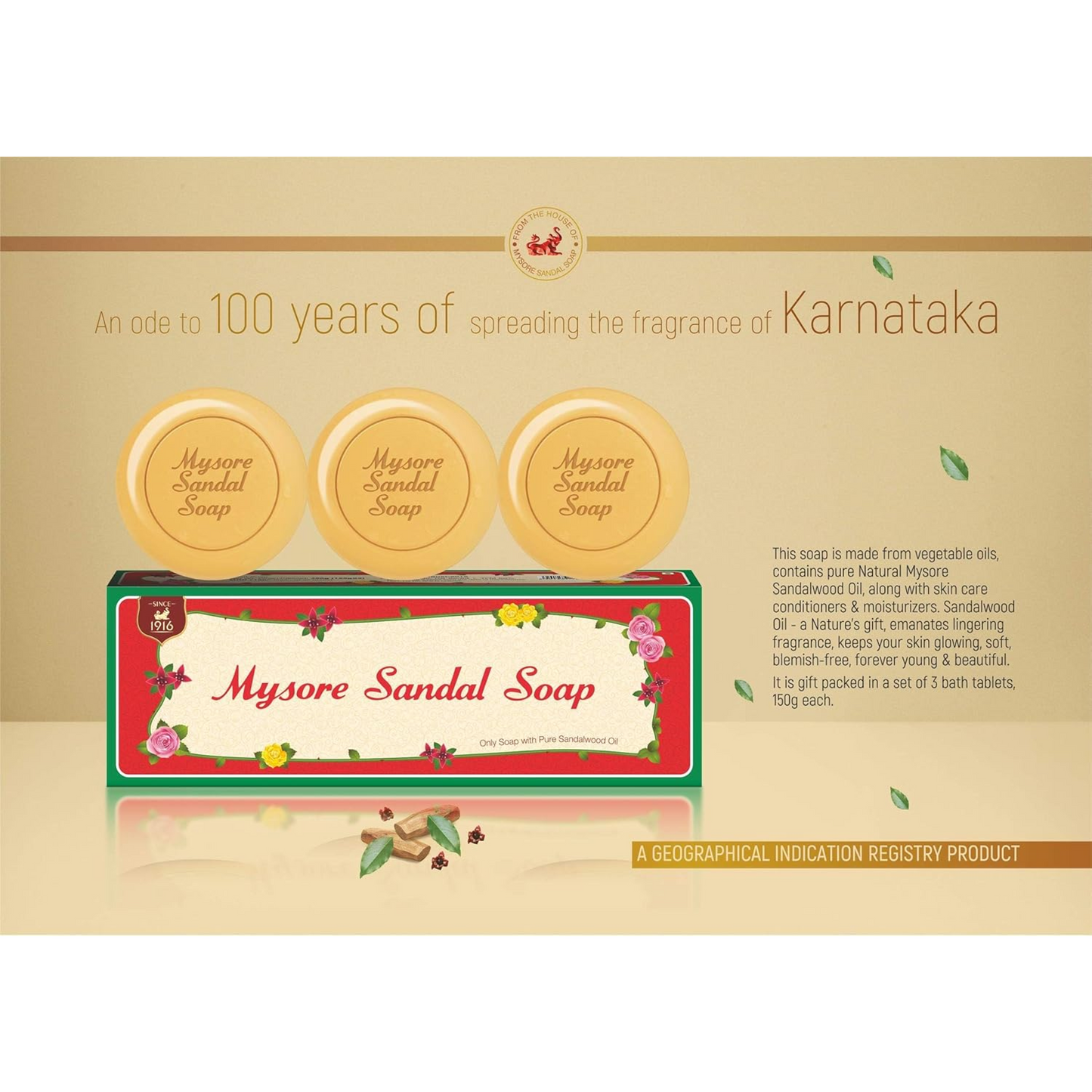 Mysore Sandal Soap,450g (150x3) (Pack Of 1)