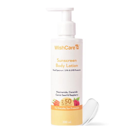WishCare Sunscreen Body Lotion bottle on a white background