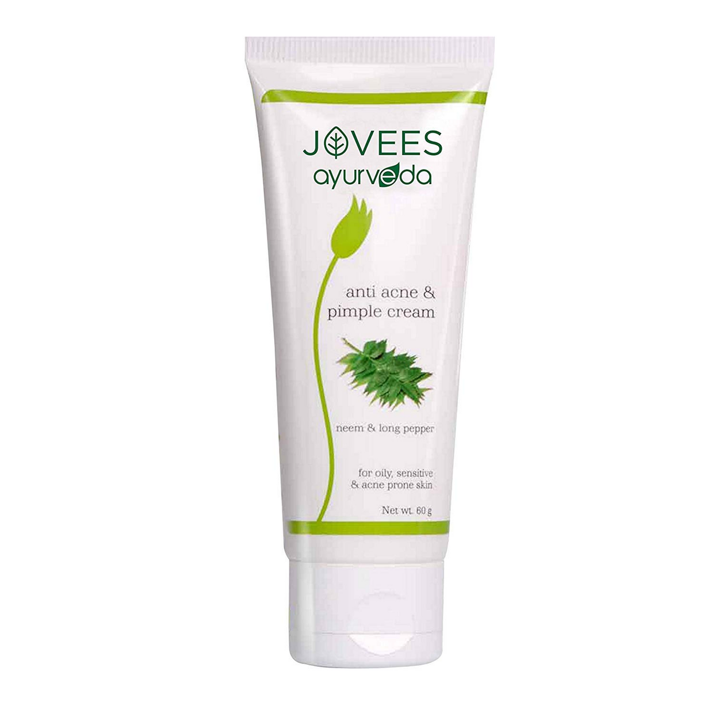 Jovees Herbal Anti Acne & Pimple Cream For Reduced Acne, Dark Spot & Treats Pimple | Oil Free & Lightweight | Suitable For Oily, Sensitive & Acne Prone Skin- 60gm