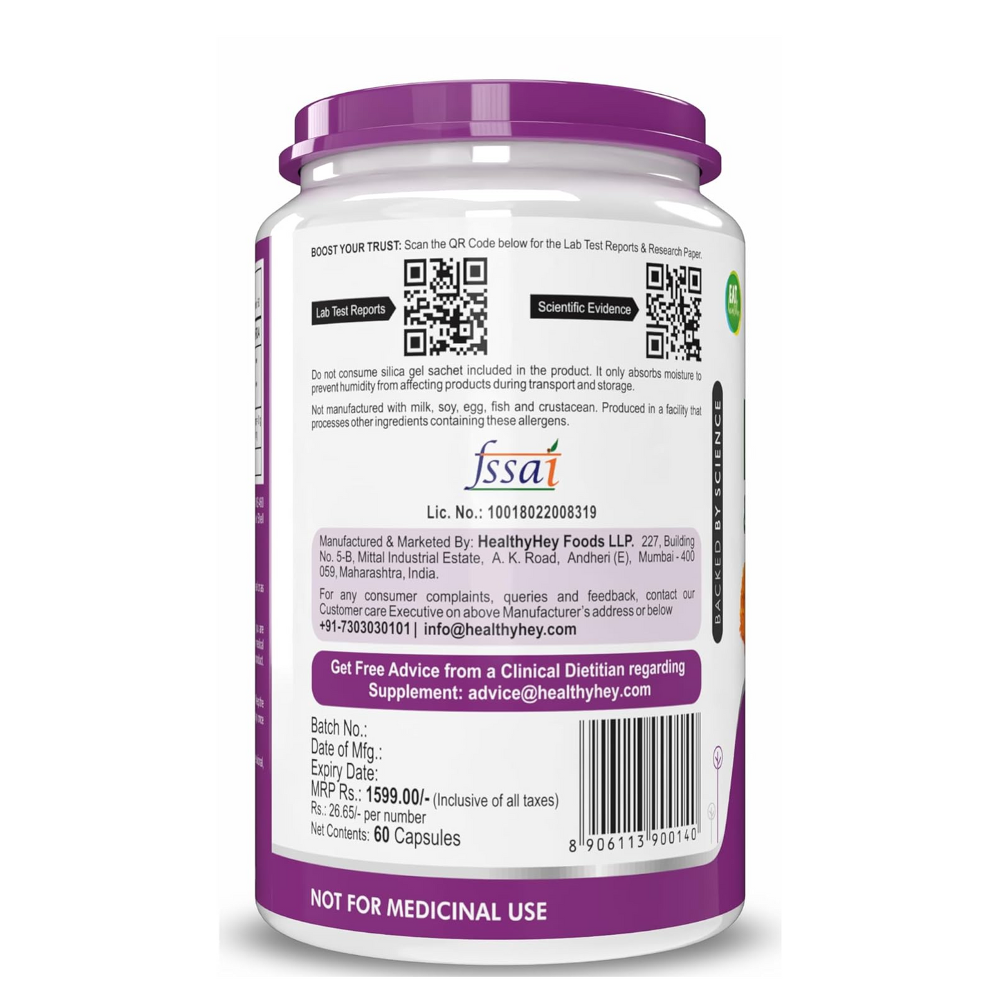 HealthyHey Nutrition Natural Lutein 10mg with 2mg Zeaxanthin - Support Eye Health - 60 Veg. Capsules