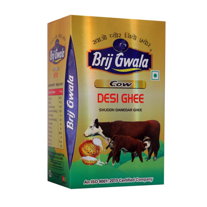 BRIJ GWALA Desi Cow Ghee |Made Traditionally From Curd |Pure Cow Ghee for Better Digestion and Immunity, 1L