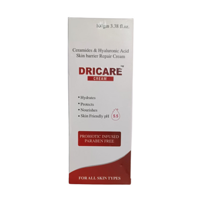 Dricare Cream | Ceramides & Hyaluronic acid | Skin Barrier Repair cream | Intense Hydration | Deep Nourishment | Light Weight | Non-comedogenic