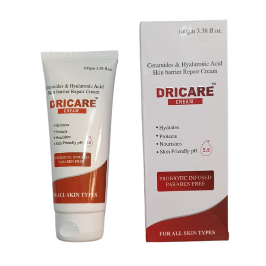 Dricare Cream | Ceramides & Hyaluronic acid | Skin Barrier Repair cream | Intense Hydration | Deep Nourishment | Light Weight | Non-comedogenic