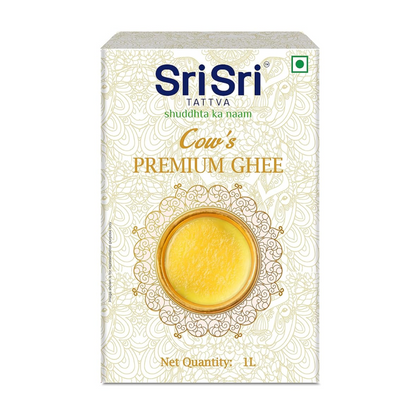 Sri Sri Tattva Premium Cow Ghee 1 Litre | Pure Cow Ghee | Vedic Bilona Method | Natural, Lactose, & Gluten-Free | Excellent for Digestion