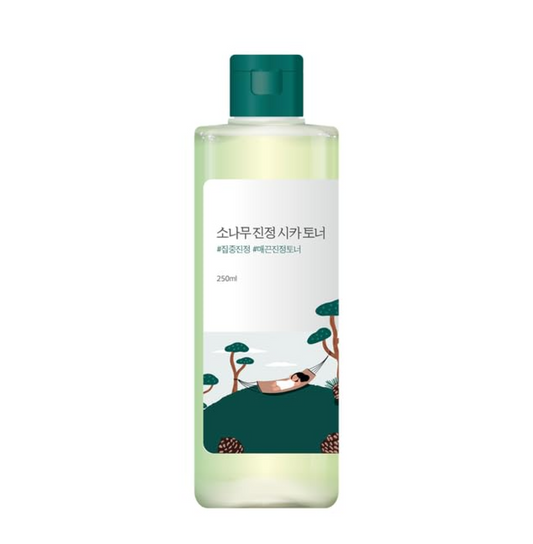 ROUND LAB Pine Calming Cica Toner 250ml, Low-Acidic Hydrating Toner for Face with Pine Cica, BHA + LHA, and Hyaluronic Acid for Soothing, Exfoliating, and Restoring Skin Balance, Korean Skincare