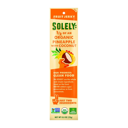 SOLELY Organic Pineapple with Coconut Fruit Jerky, 0.8 Ounce | Two Ingredients | Vegan | Non-GMO | Gluten-Free | No Sugar Addedâ€¦