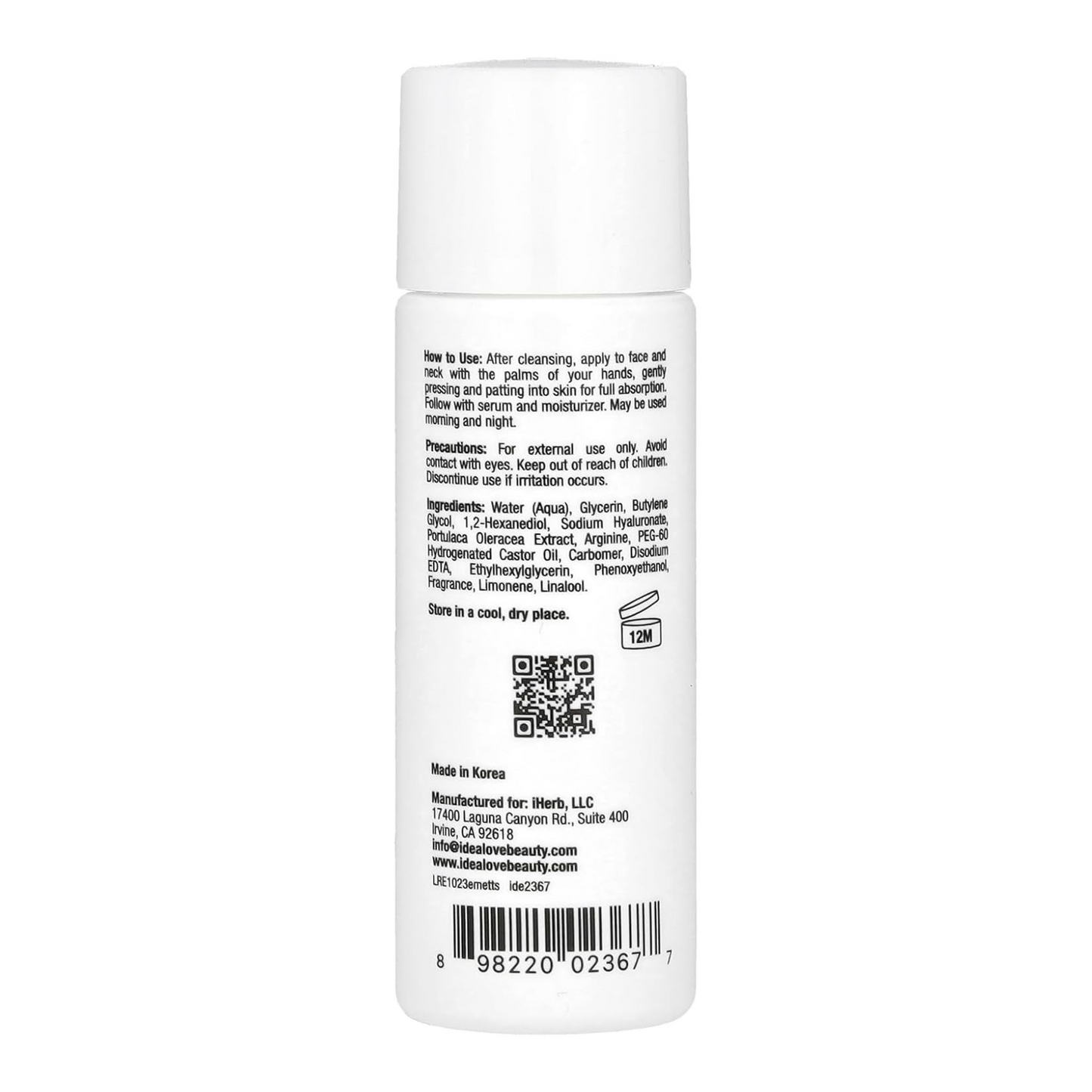 Idealove Everlasting Moisture Essence Toner, Trial Size, 1 fl oz (30 ml)