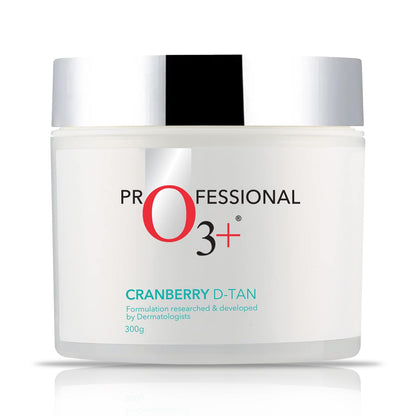 O3+ Cranberry D-TAN Face Pack with Natural Extracts for Instant Tan Removal & Glowing Skin - Ideal for Oily Skin (300g) | Detan Mask for Tan Removal for Face and Body