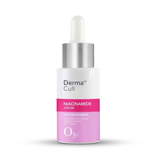 O3+ Derma Cult 10% Niacinamide Face Serum for Acne Marks, Blemishes & Oil Balancing Zinc & Herbs | Skin Clarifying Anti Natural Acne Serum for Oily & Acne Prone Skin | 30ml