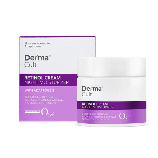 O3+ Derma Cult Retinol Cream Night Moisturizer for Wrinkles Radiance with Adaptogen, 25g