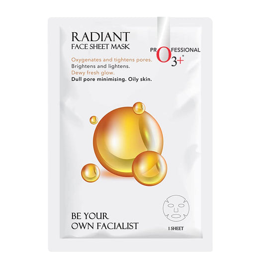 O3+ Facialist Radiant Face Sheet Mask for Oxygenates and tightens pores to reduce uneven skin tone