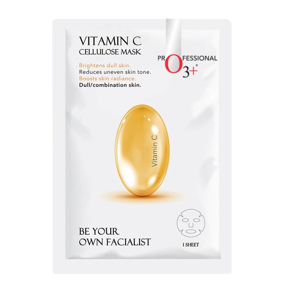 O3+ Facialist Vitamin C Cellulose Face Sheet Mask 30g for Pigmentation and Uneven Skin | Suitable for Men and Women
