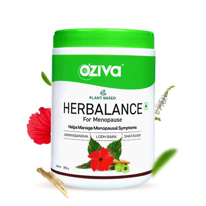 OZiva HerBalance Menopause Relief Drink, 250g (45 Days Pack) (With Black Cohosh, Lodh Bark & Licorice) for Better Hormonal Balance, Uterine & Vaginal Health, Certified