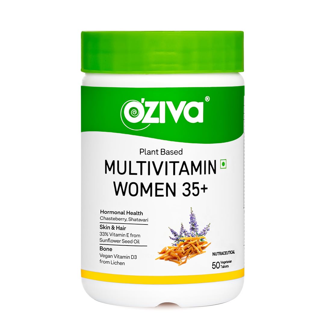 OZiva Plant Based Multivitamins for Women 35+| For Hormonal Health, Skin & Hair, Bone Health| With Chasteberry, Vitamin E & D3, 50 Vegetarian CapsulesOZiva Plant Based Multivitamins for Women 35+| For Hormonal Health, Skin & Hair, Bone Health| With Chasteberry, Vitamin E & D3, 50 Vegetarian CapsulesOZiva Plant Based Multivitamins for Women 35+| For Hormonal Health, Skin & Hair, Bone Health| With Chasteberry, Vitamin E & D3, 50 Vegetarian Capsules