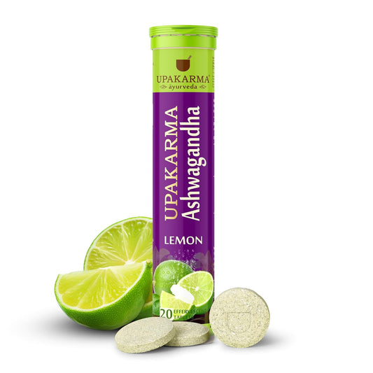 UPAKARMA Ashwagandha Lemon Flavour Effervescent Tablets | Helps Relieve Stress, Mood Lifter, Immunity Booster | R&D Backed and Lab Tested - Pack of 1