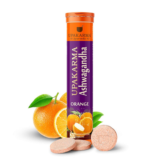 UPAKARMA Ashwagandha Orange Flavour Effervescent Tablets | Helps Relieve Stress & Anxiety, Mood Lifter, Immunity Booster | R&D Backed and Lab Tested - Pack of 1
