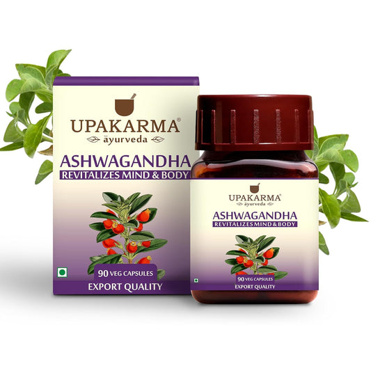 UPAKARMA Ashwagandha | Pure Extract Based (500mg) | Helps Relieve Stress, Immunity Booster | Mood Lifter | Lab Tested, R&D Backed, 90 Veg Capsules, Pack of 1