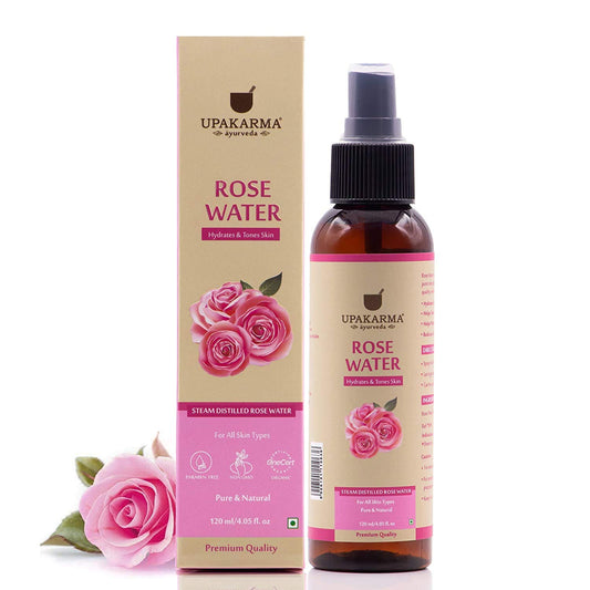 UPAKARMA Rose Water | Pure Steam Distilled Gulab Jal | 120ml