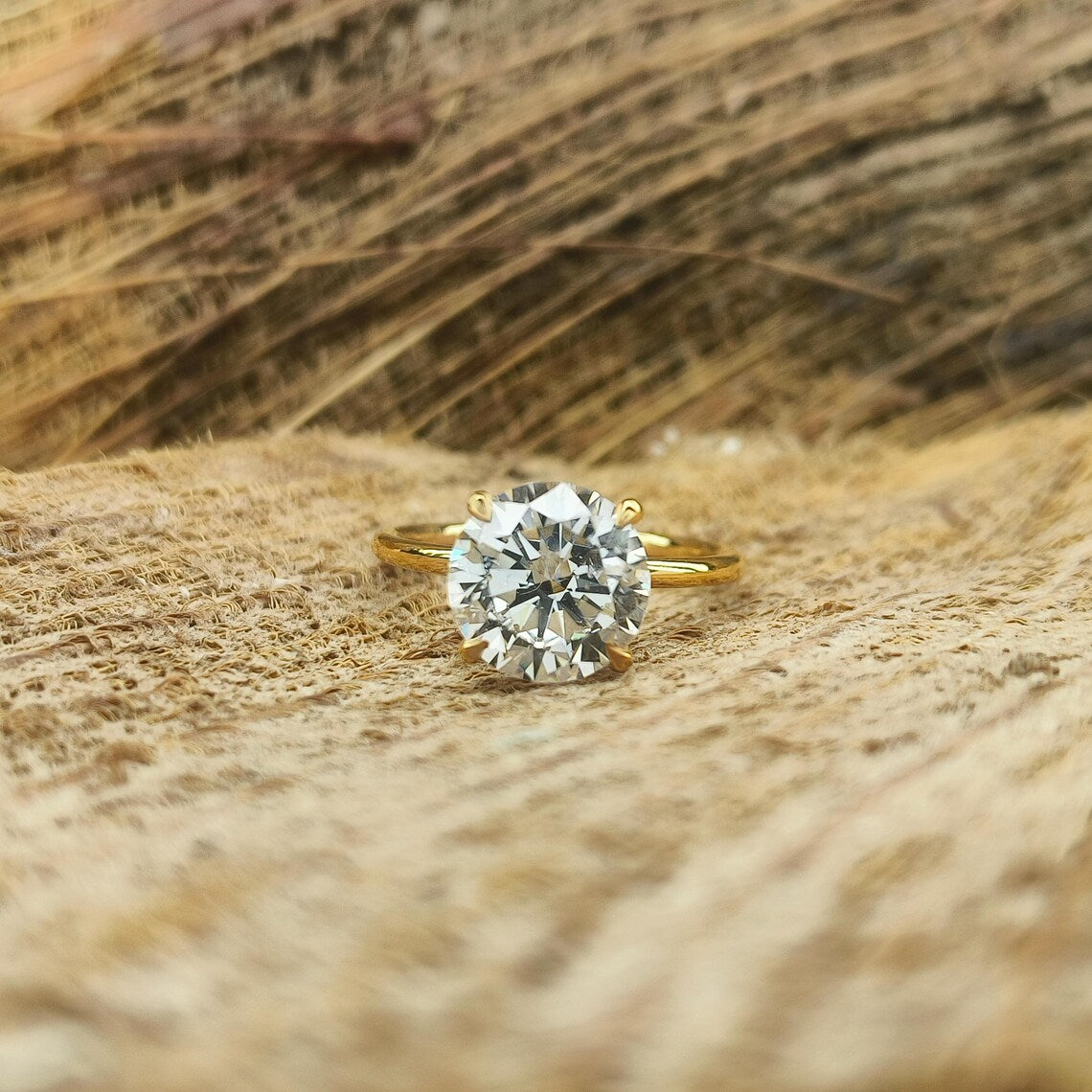 1, 2 or 3ct Round Cut Solitaire Halo Engagement Ring / Round Halo Wedding Ring / 2ct Round Simple Wedding Ring / Diamond Simulant CZ Ring