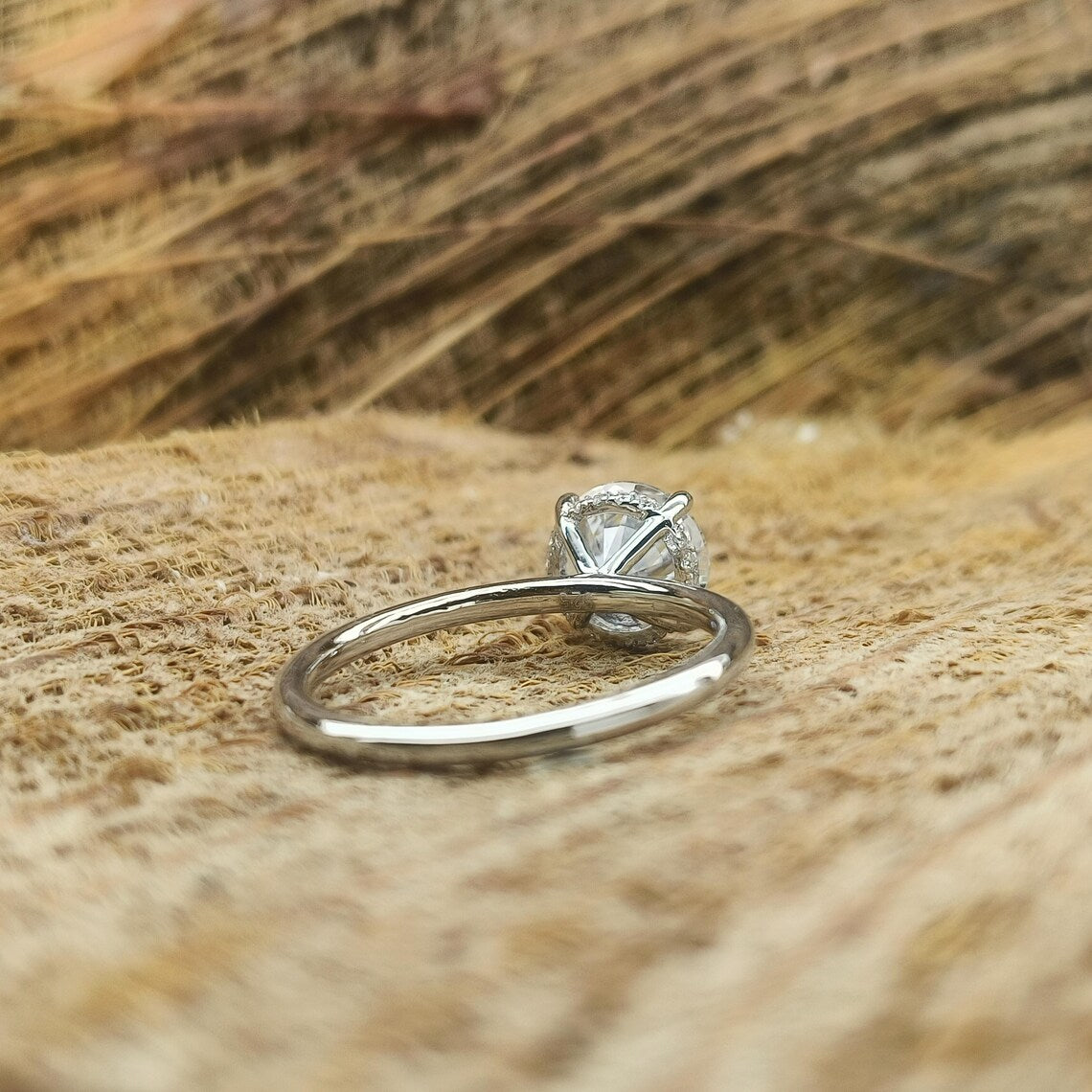 1, 2 or 3ct Round Cut Solitaire Halo Engagement Ring / Round Halo Wedding Ring / 2ct Round Simple Wedding Ring / Diamond Simulant CZ Ring