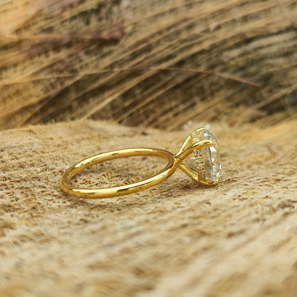 1, 2 or 3ct Round Cut Solitaire Halo Engagement Ring / Round Halo Wedding Ring / 2ct Round Simple Wedding Ring / Diamond Simulant CZ Ring