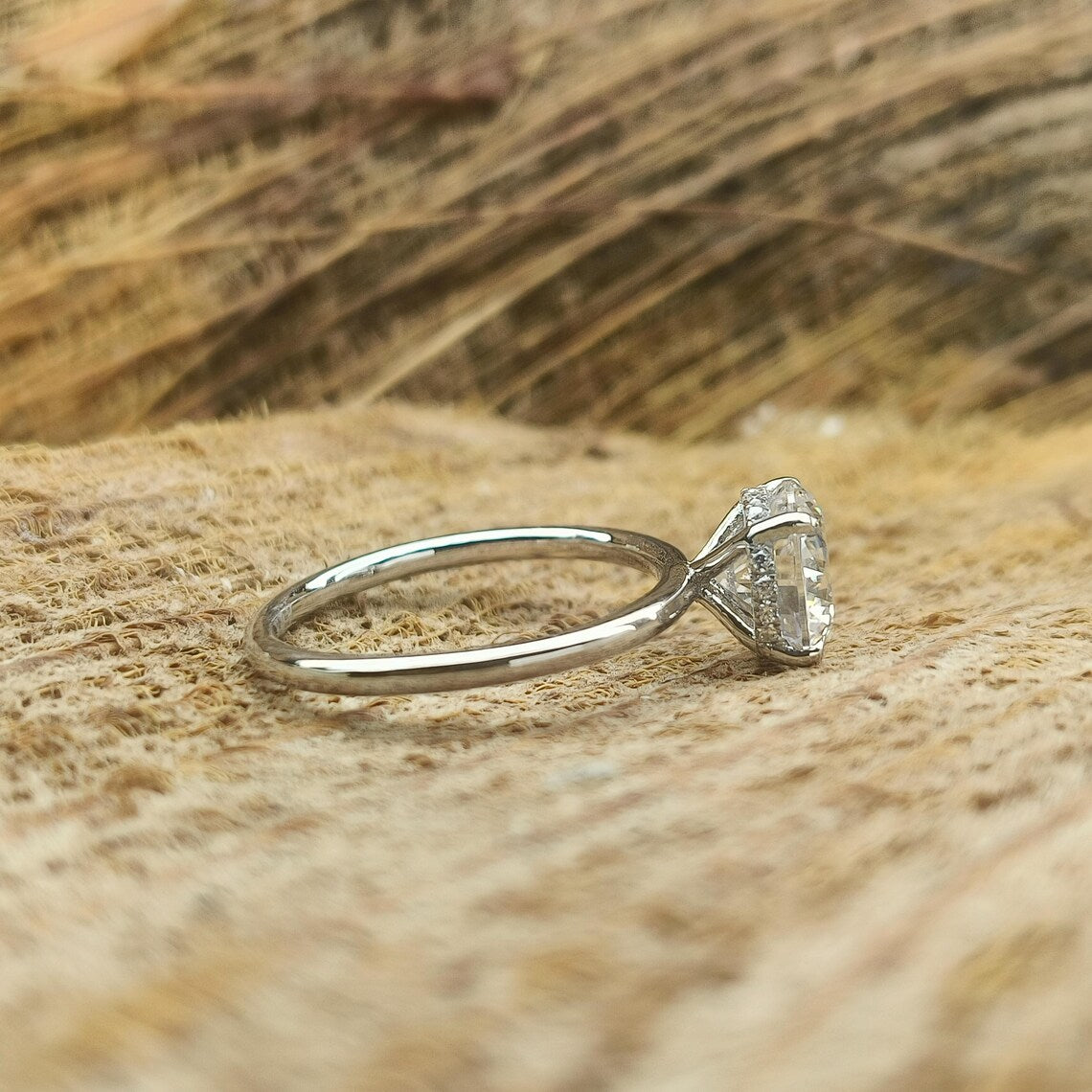 1, 2 or 3ct Round Cut Solitaire Halo Engagement Ring / Round Halo Wedding Ring / 2ct Round Simple Wedding Ring / Diamond Simulant CZ Ring