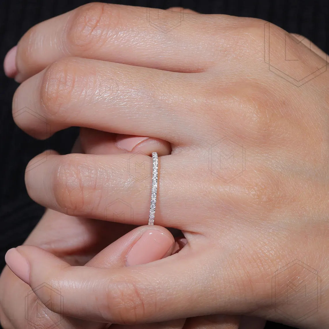 1.3MM Full Eternity Band Moissanite Wedding Band White Gold Band 14K gold Band Anniversary Band Matching Band, wedding gifts