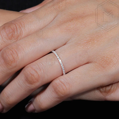 1.3MM Full Eternity Band Moissanite Wedding Band White Gold Band 14K gold Band Anniversary Band Matching Band, wedding gifts