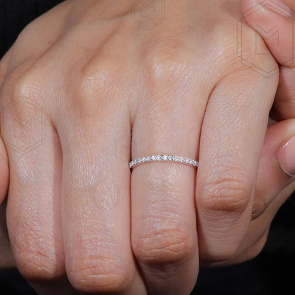 1.3MM Full Eternity Band Moissanite Wedding Band White Gold Band 14K gold Band Anniversary Band Matching Band, wedding gifts