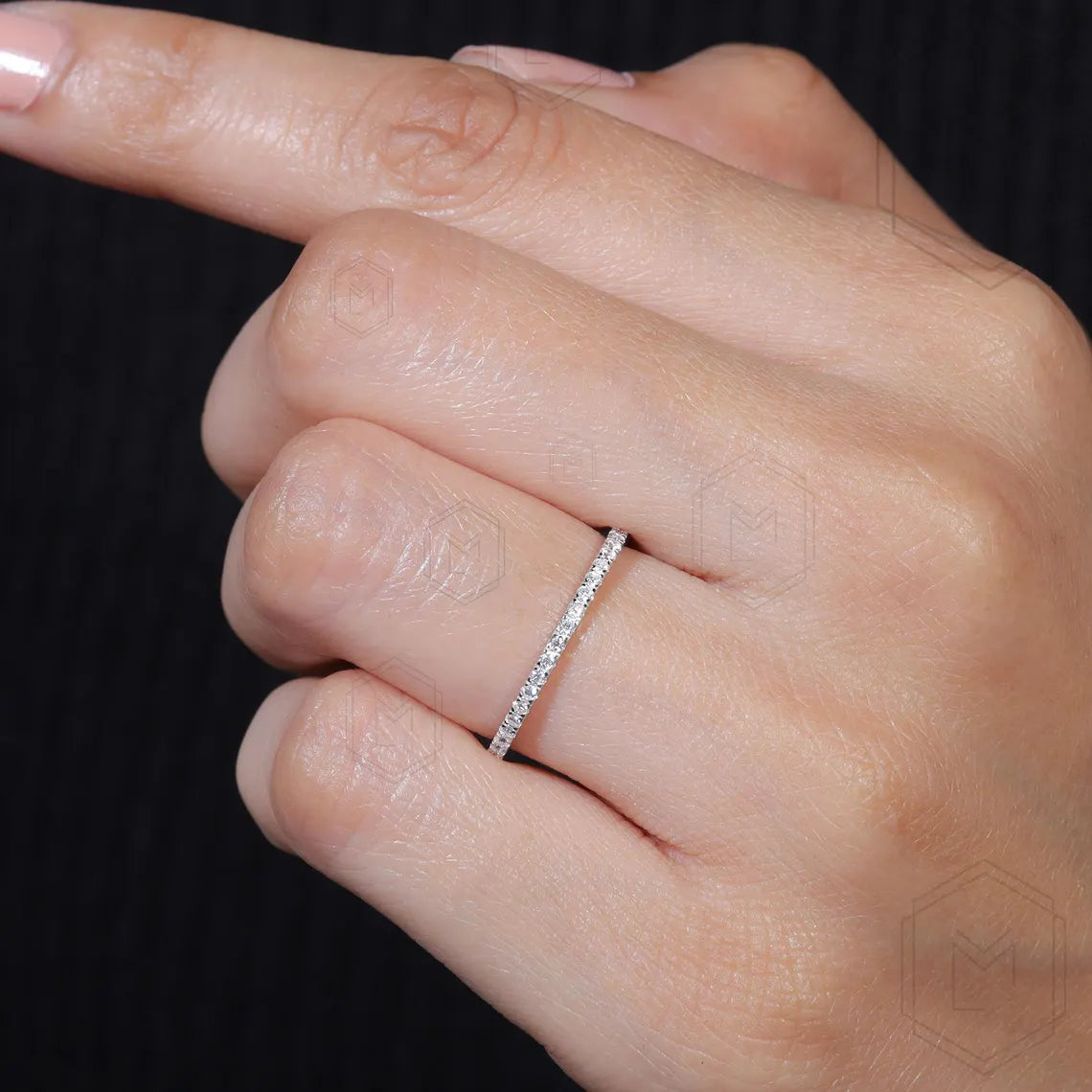 1.3MM Full Eternity Band Moissanite Wedding Band White Gold Band 14K gold Band Anniversary Band Matching Band, wedding gifts