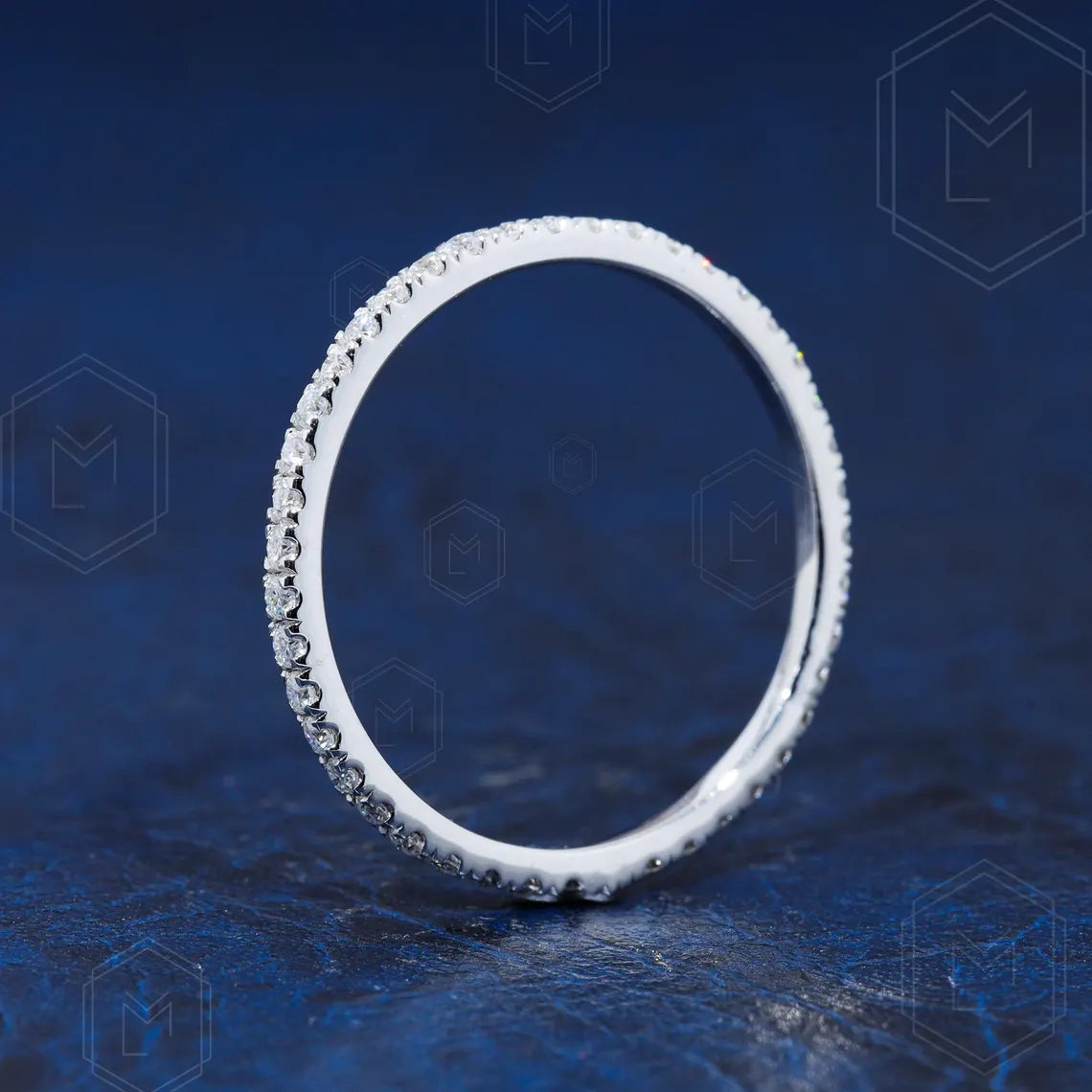 1.3MM Full Eternity Band Moissanite Wedding Band White Gold Band 14K gold Band Anniversary Band Matching Band, wedding gifts