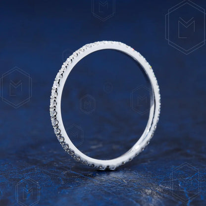 1.3MM Full Eternity Band Moissanite Wedding Band White Gold Band 14K gold Band Anniversary Band Matching Band, wedding gifts