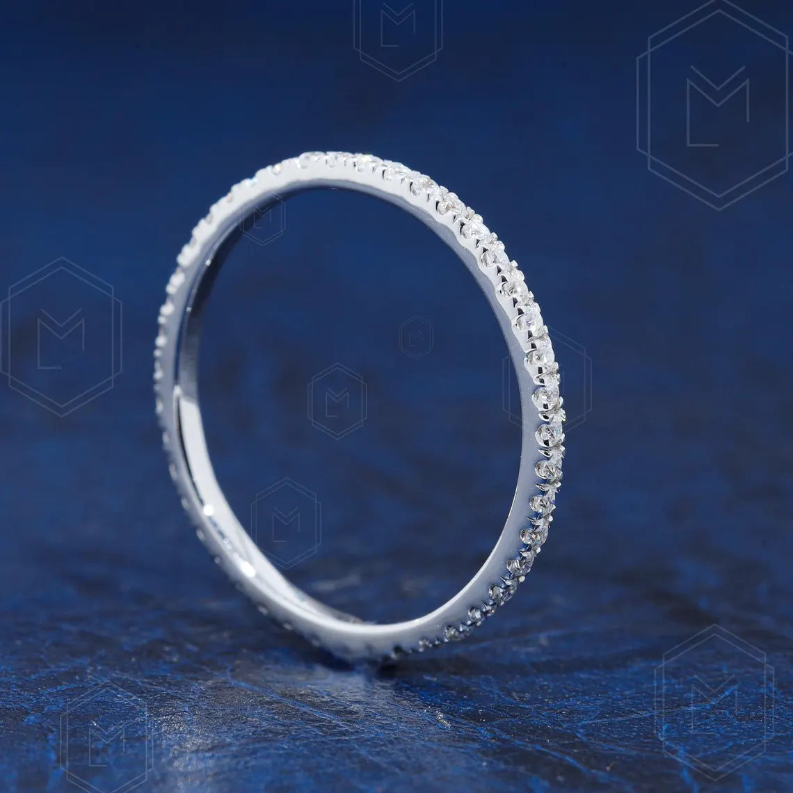 1.3MM Full Eternity Band Moissanite Wedding Band White Gold Band 14K gold Band Anniversary Band Matching Band, wedding gifts