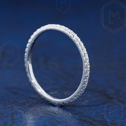 1.3MM Full Eternity Band Moissanite Wedding Band White Gold Band 14K gold Band Anniversary Band Matching Band, wedding gifts