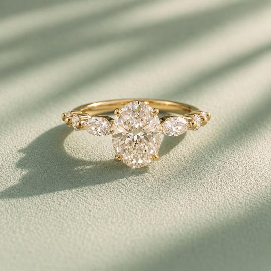 1.5, 2.5 , 3CT Oval Cut Lab Diamond Accent Ring , Promise Ring For Her, Travel Ring, Silver Promise Ring, Wedding Ring