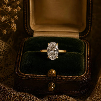 Oval Moissanite Engagement Ring, 2 CT Oval Cut Solitaire Ring, 14K Gold Promise Ring, Cathedral Bridal Ring, Anniversary Gift ,Luxury Ring