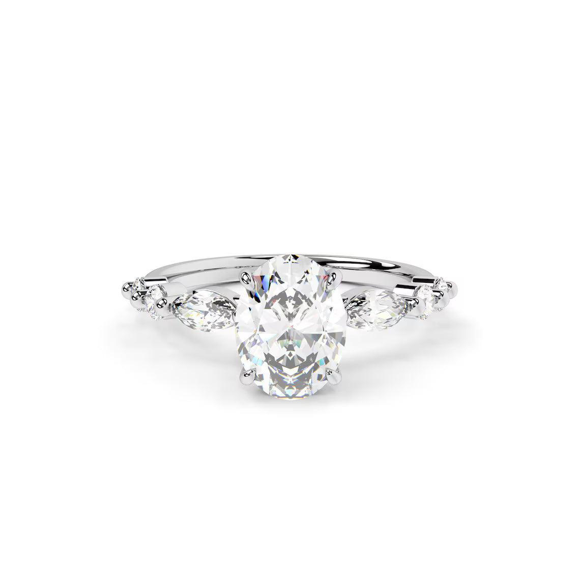 1.5, 2.5 , 3CT Oval Cut Lab Diamond Accent Ring , Promise Ring For Her, Travel Ring, Silver Promise Ring, Wedding Ring