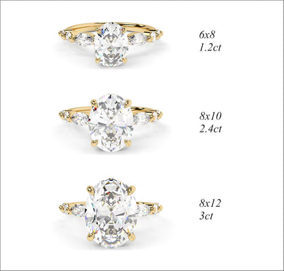 1.5, 2.5 , 3CT Oval Cut Lab Diamond Accent Ring , Promise Ring For Her, Travel Ring, Silver Promise Ring, Wedding Ring