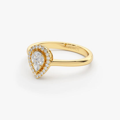 Engagement Ring / 14k Solid Gold Illusion Set Pear Shape Engagement Ring / Illusion Tear Drop Engagement Ring