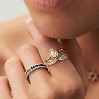 Engagement Ring / 14k Solid Gold Illusion Set Pear Shape Engagement Ring / Illusion Tear Drop Engagement Ring