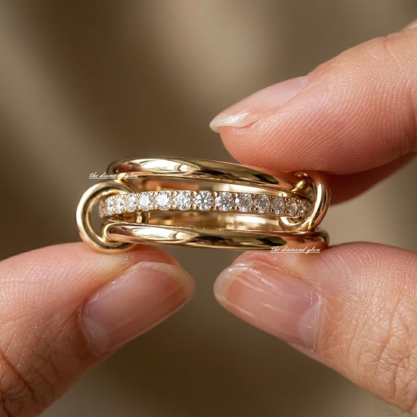 14k Solid Gold Multi Link Ring Set, Handmade Stacking Rings