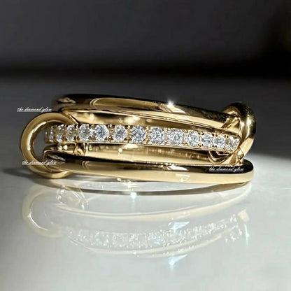 14k Solid Gold Multi Link Ring Set, Handmade Stacking Rings