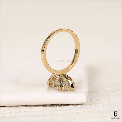 2.5 CT Marquise Cut Lab Grown Diamond Engagement Ring, Hidden Halo Double Claw Prong Setting Wedding Ring, Proposal Ring for Girlfriend