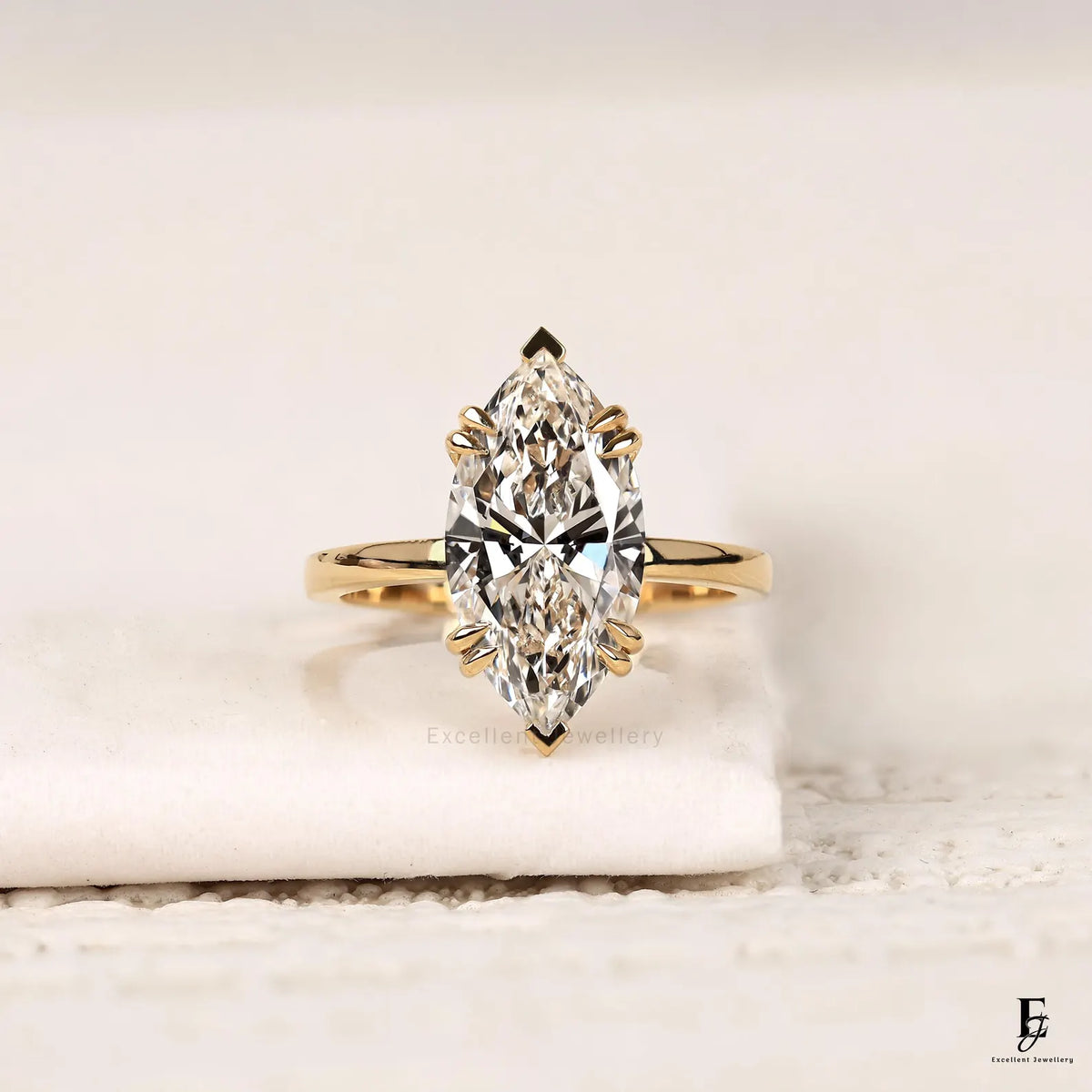 2.5 CT Marquise Cut Lab Grown Diamond Engagement Ring, Hidden Halo Double Claw Prong Setting Wedding Ring, Proposal Ring for Girlfriend