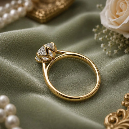 2 CT Round Moissanite Engagement Ring, Lotus Basket Solitaire Ring, Round Cut Moissanite Ring, Minimalist Sterling Silver Ring, Promise Ring