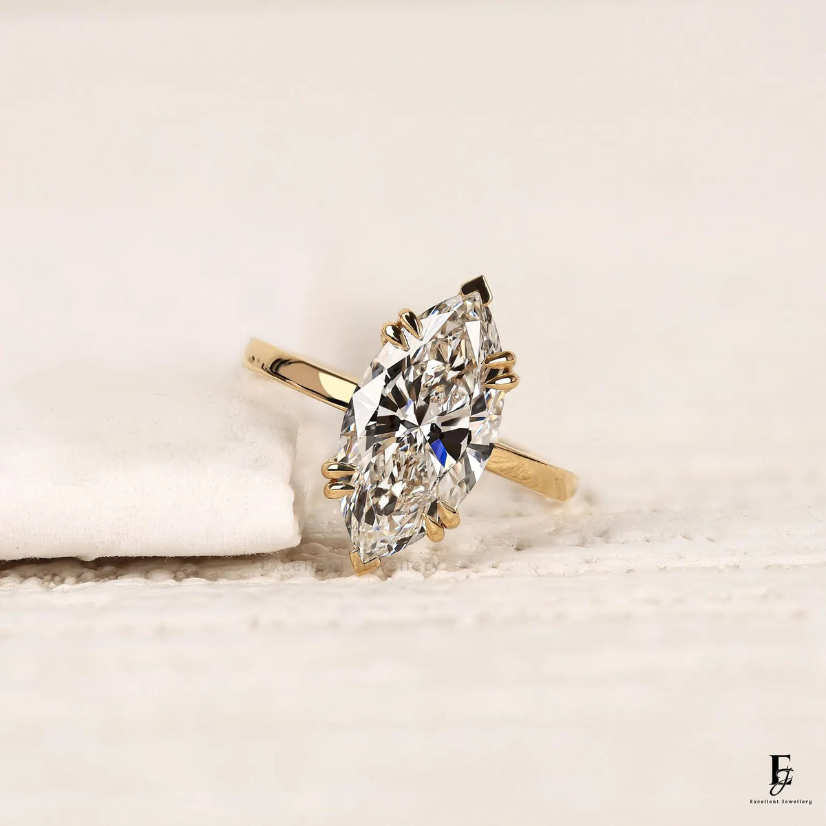 2.5 CT Marquise Cut Lab Grown Diamond Engagement Ring, Hidden Halo Double Claw Prong Setting Wedding Ring, Proposal Ring for Girlfriend